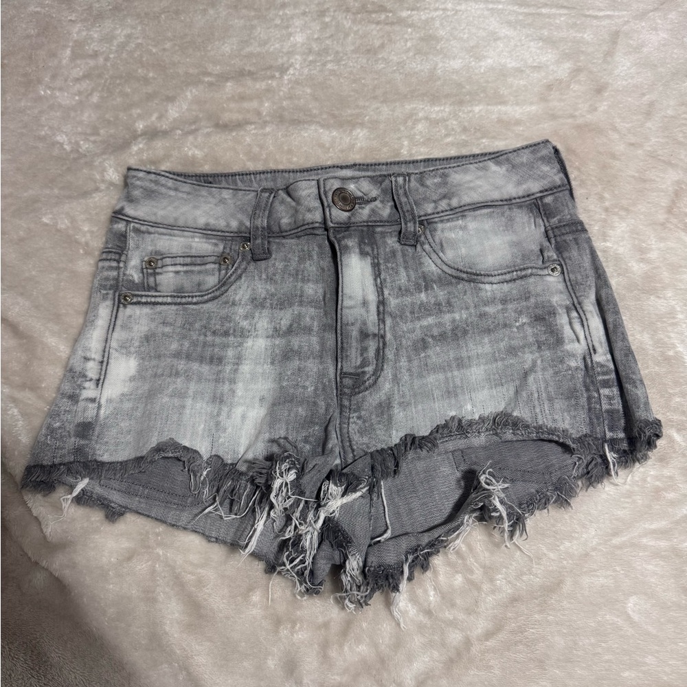 American Eagle Outfitters Gray Distressed Jean Shorts
